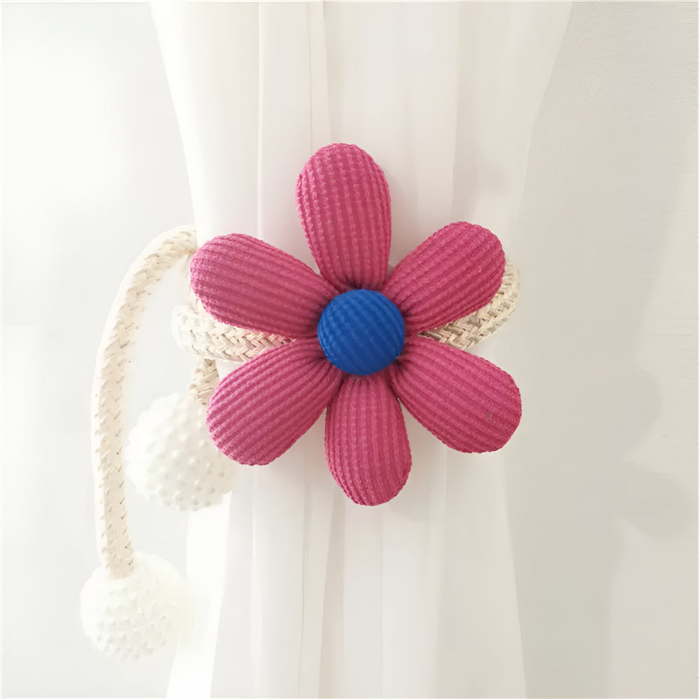 Floral Embroidered Curtain Tie Back with Pearl Buckle