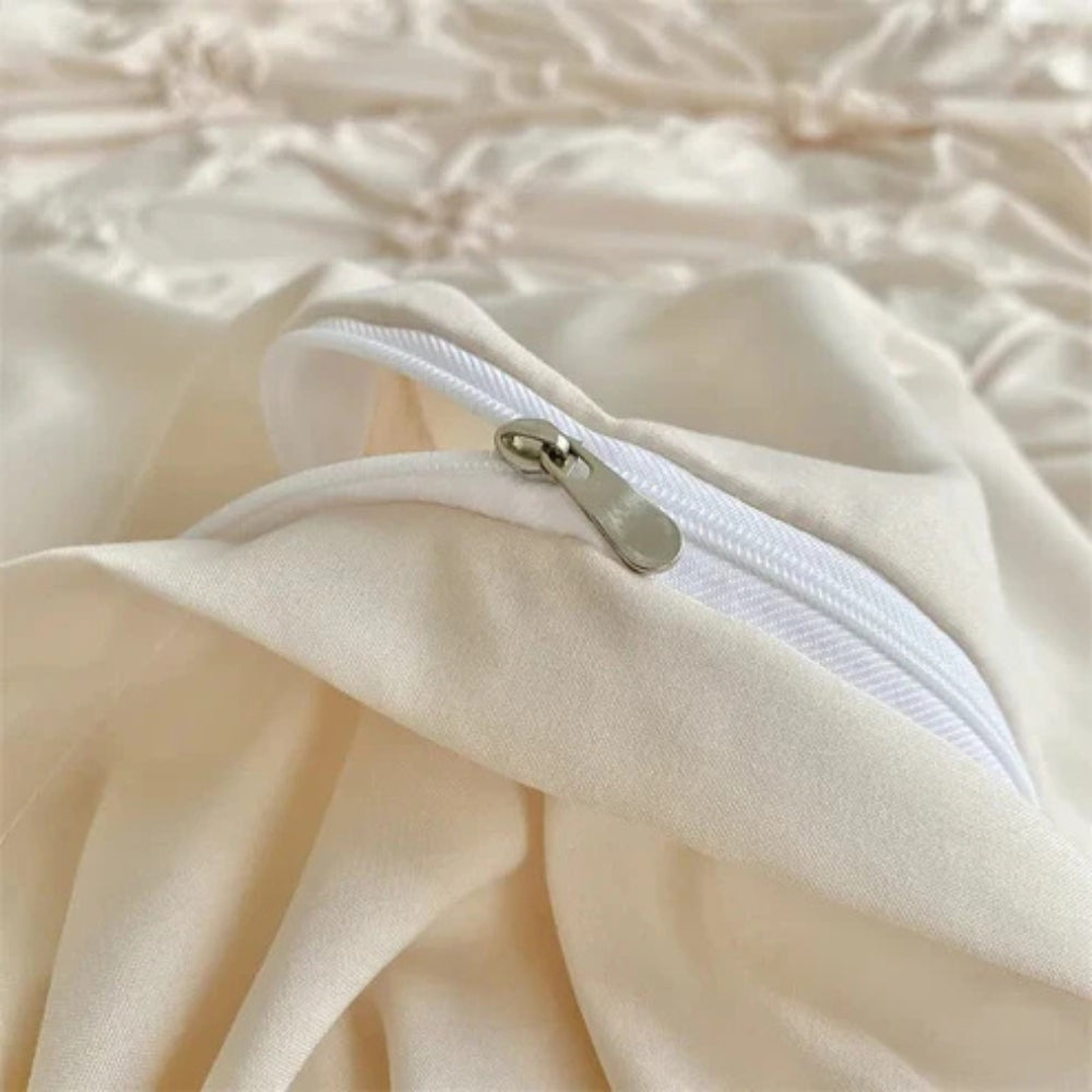 Elegant Ruffle Flower Quilt Cover Set with Pillowcases