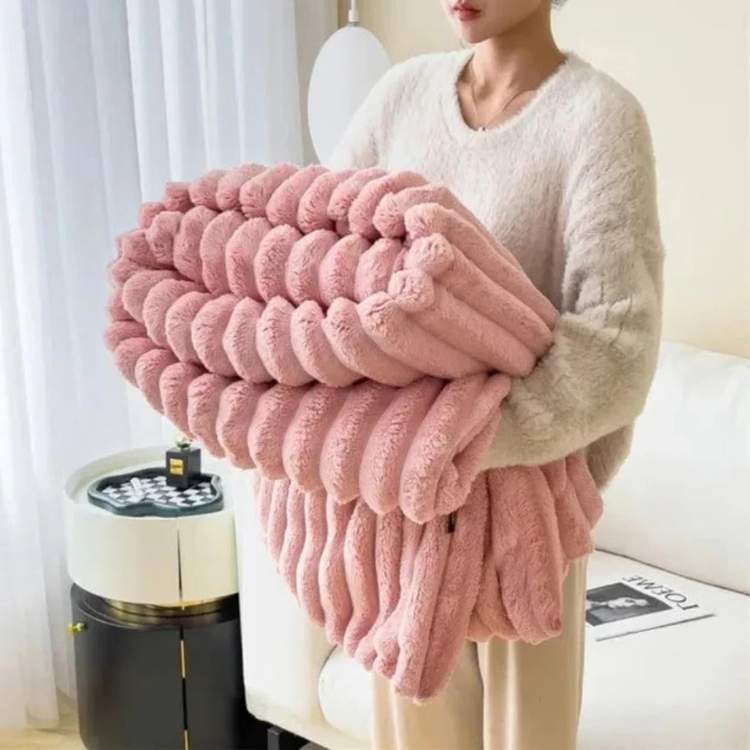 CloudStripe Faux Fur Weighted Blanket - Blanket - Wild Eye Vision