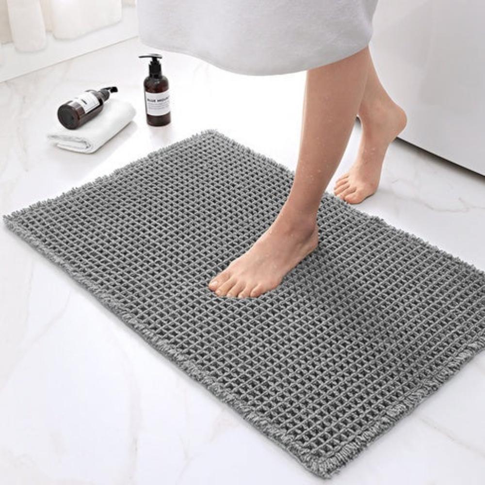Ultra-Absorbent Waffle Bath Mat for Soft Comfort