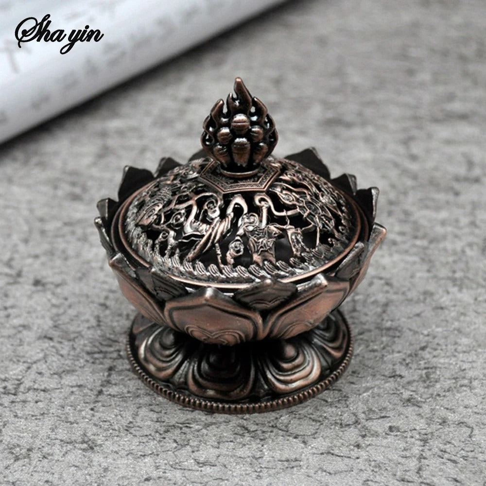 Lotus Flower Incense Burner Mini Buddha Brass Holder