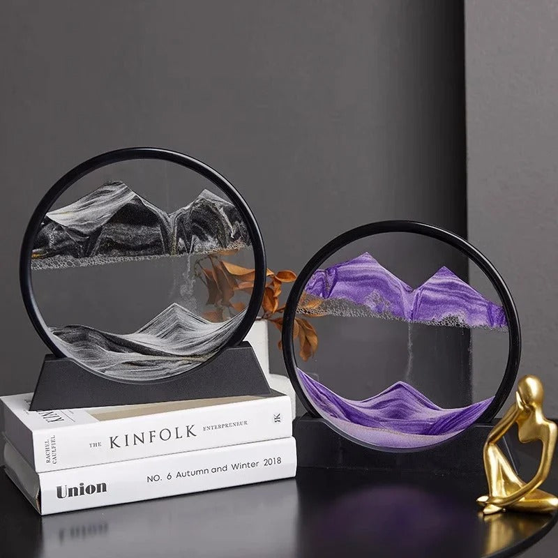 3D Moving Sand Art Picture Round Glass Deep Sea Sandscape