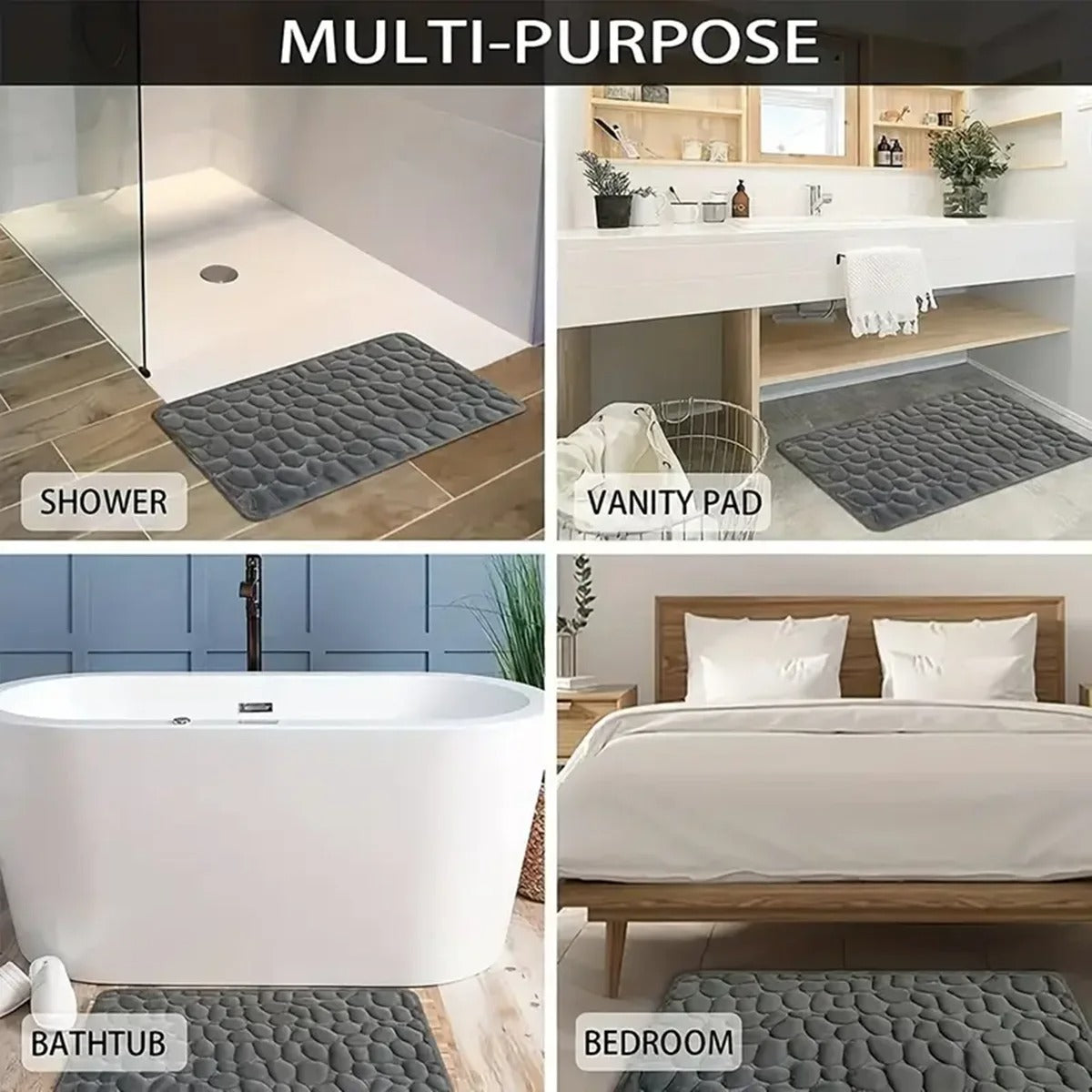 3D Non-Slip Bathroom Cobblestone Mat 40x60cm