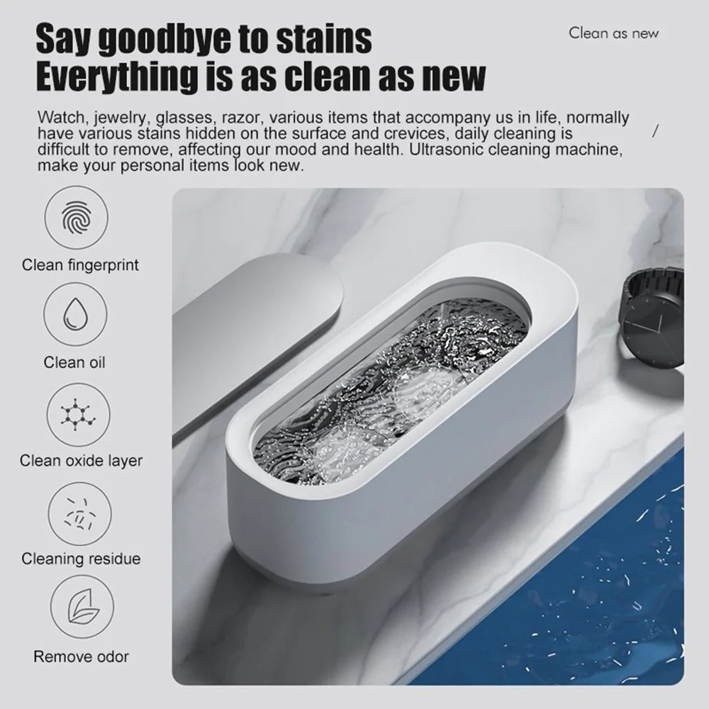 45000Hz Ultrasonic Cleaner Pro – Deep Clean Glasses, Jewelry, & Watches