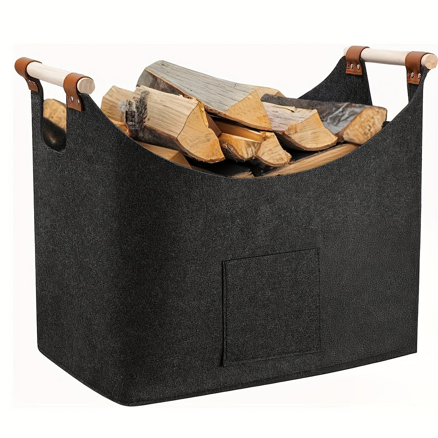 Hearthora Felt Firewood Basket | Foldable 55L Log