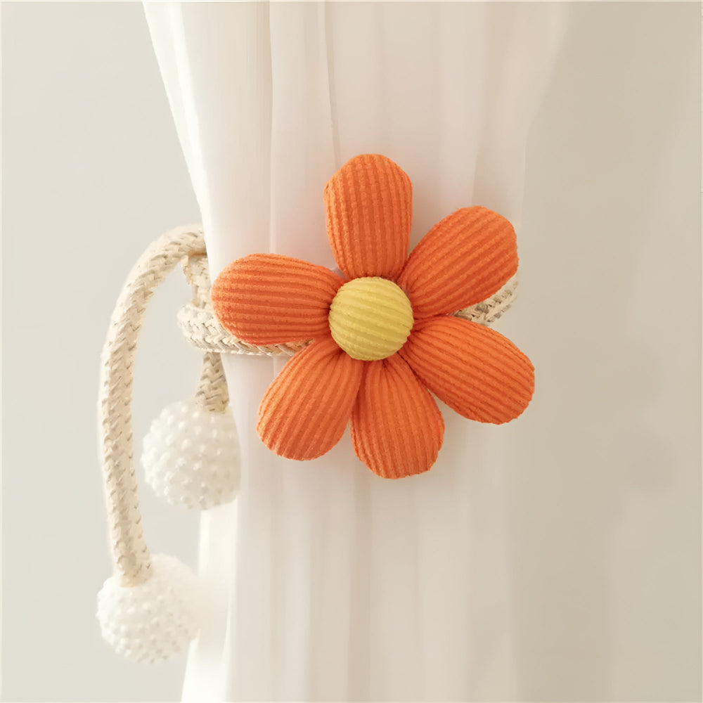 Floral Embroidered Curtain Tie Back with Pearl Buckle