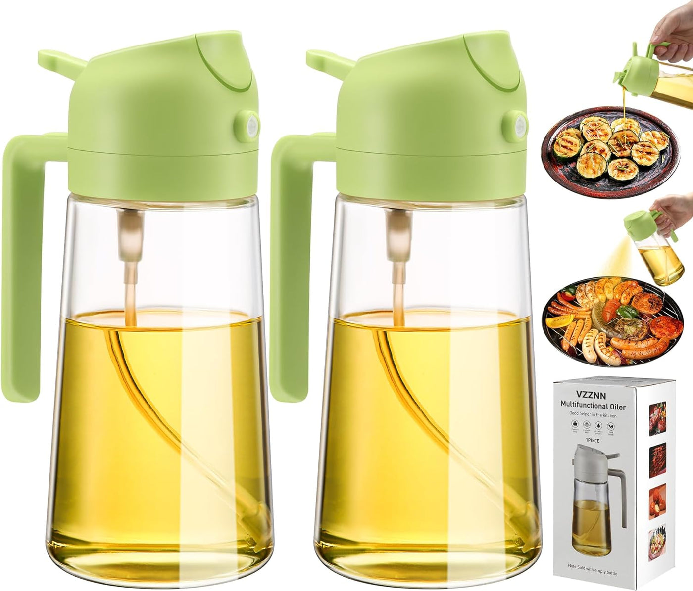 OlivaMist Duo – 2 Pack Oil Dispenser And Sprayer Bottle