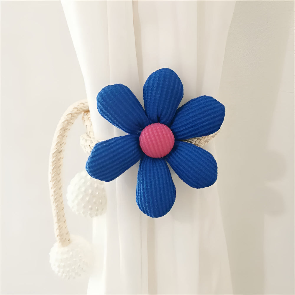 Floral Embroidered Curtain Tie Back with Pearl Buckle