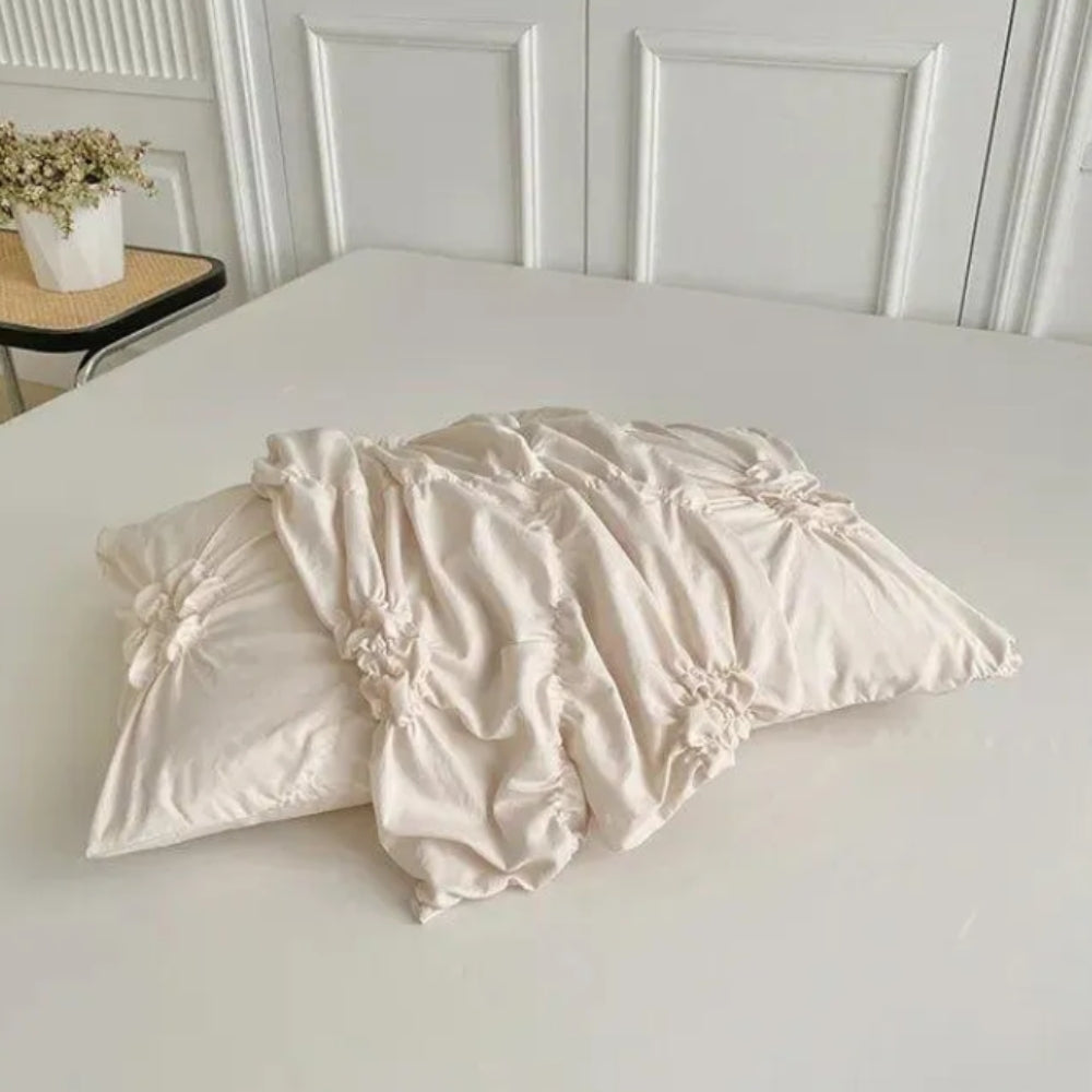 Elegant Ruffle Flower Quilt Cover Set with Pillowcases