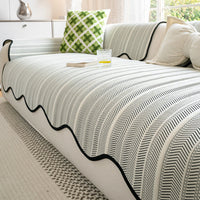 Veloura Herringbone Scallop Edge Sofa Cover