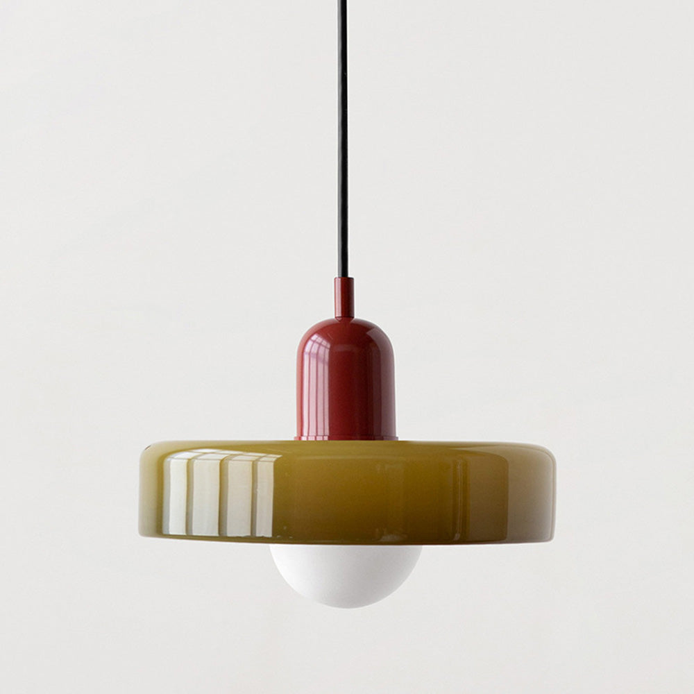 Bauhaus Pendelleuchte Aus Farbigem Glas