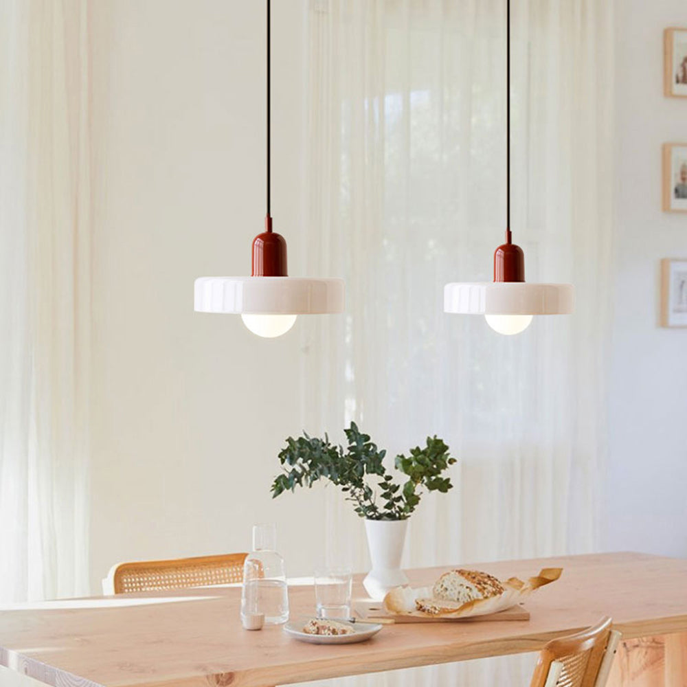 Bauhaus Pendelleuchte Aus Farbigem Glas