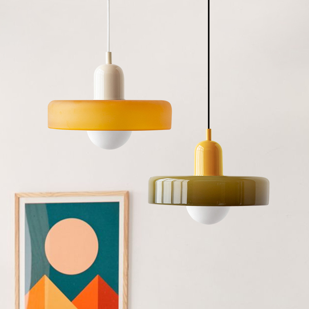 Bauhaus Pendelleuchte Aus Farbigem Glas