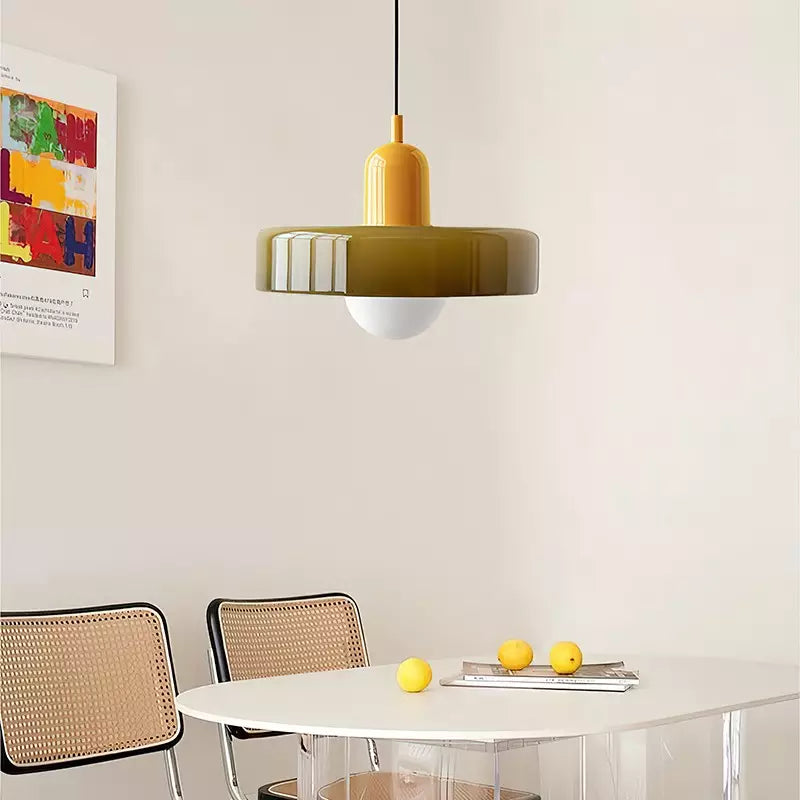 Bauhaus Pendelleuchte Aus Farbigem Glas
