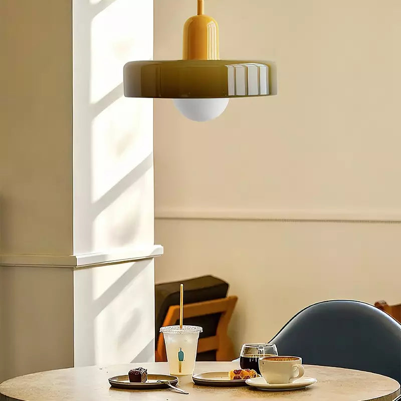 Bauhaus Pendelleuchte Aus Farbigem Glas
