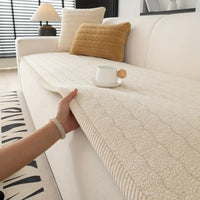 Plushora Thick Plush Sofa Cover | Soft, Non-Slip & Pet-Friendly Protection