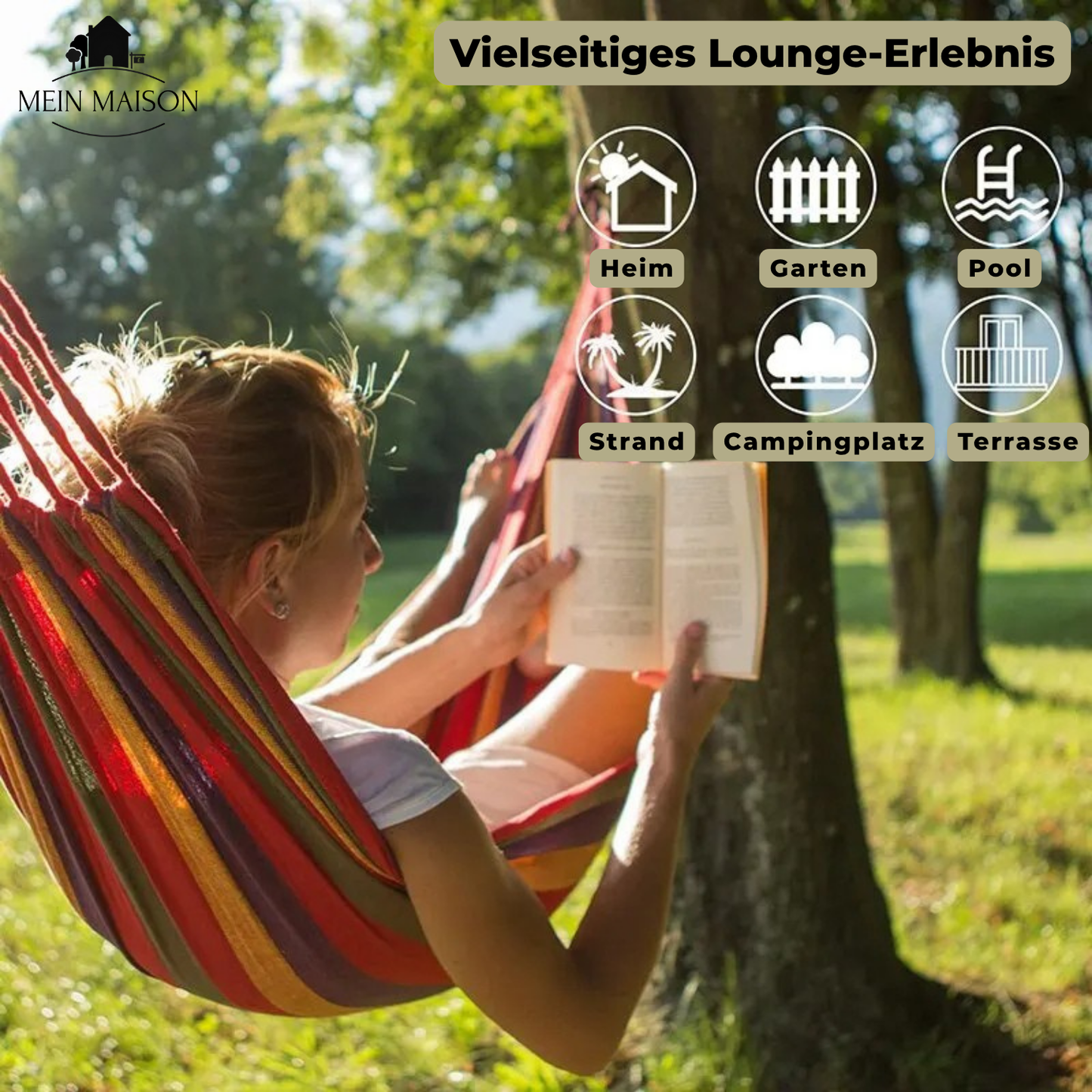 Breezora Canvas Hammock | Anti-Slip Design | Heavy-Duty Comfort Up to 200 kg