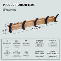 Nordaryn Wall Coat Rack with Movable Double Hooks