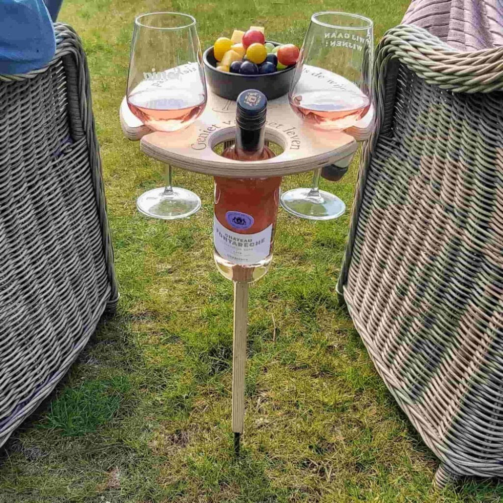 VinoNest Picnic Table – Portable Outdoor Wine Table with Glass & Bottle Holder