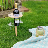 VinoNest Picnic Table – Portable Outdoor Wine Table with Glass & Bottle Holder