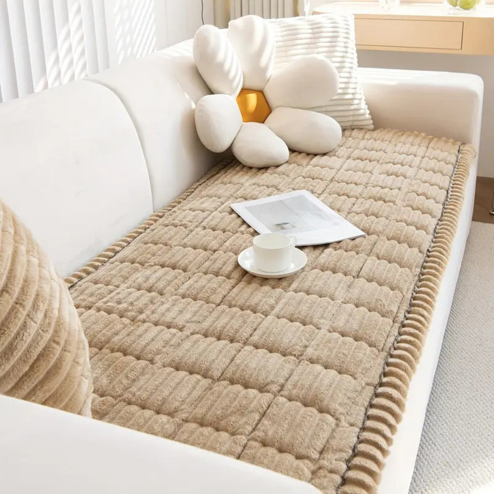 Luxora Plush Pleated Edges Sofa Cover
