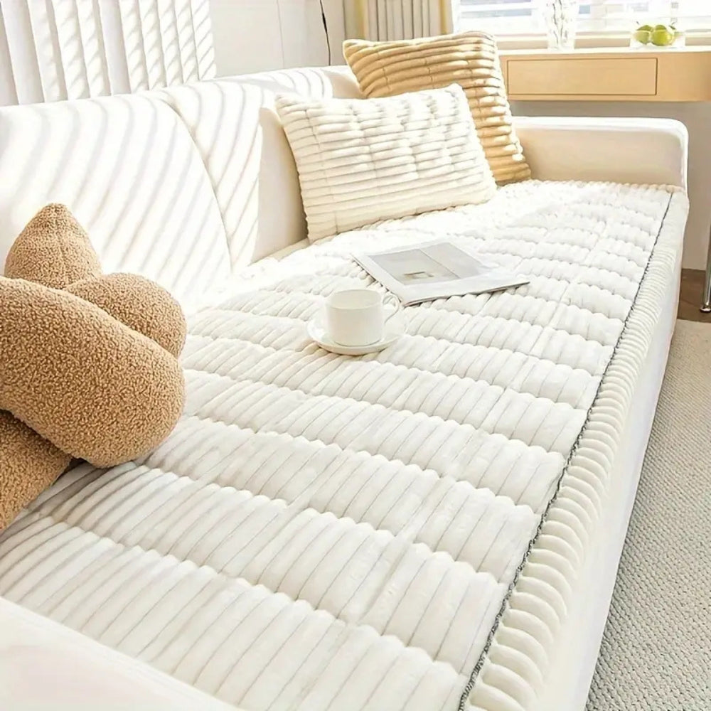 Luxora Plush Pleated Edges Sofa Cover