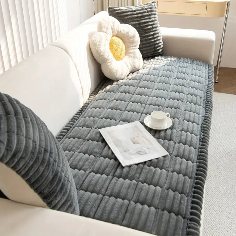 Luxora Plush Pleated Edges Sofa Cover
