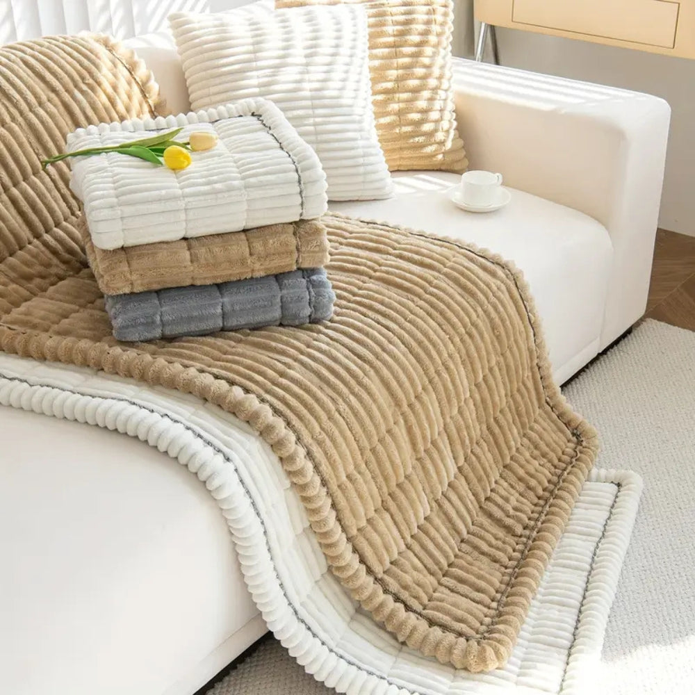 Luxora Plush Pleated Edges Sofa Cover