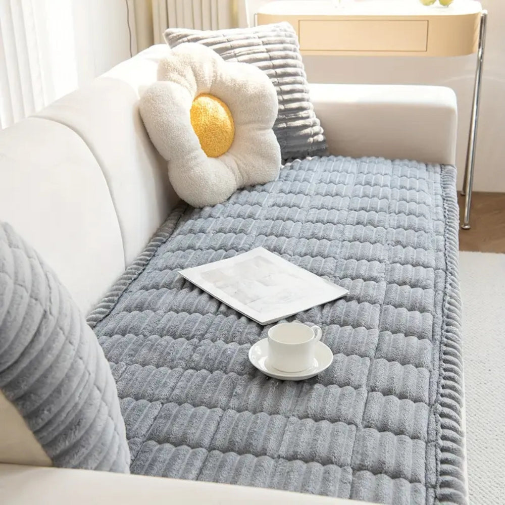 Luxora Plush Pleated Edges Sofa Cover