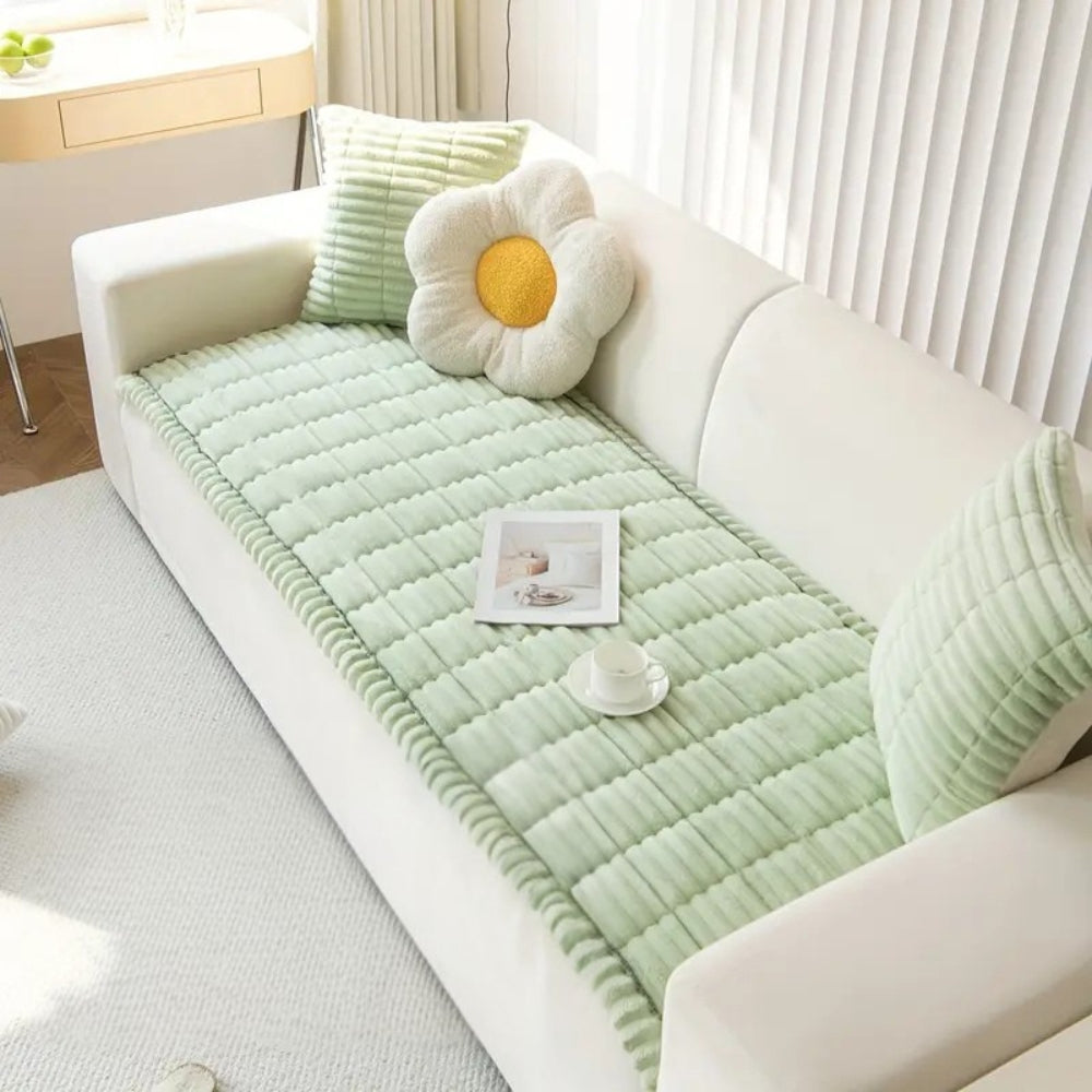 Luxora Plush Pleated Edges Sofa Cover