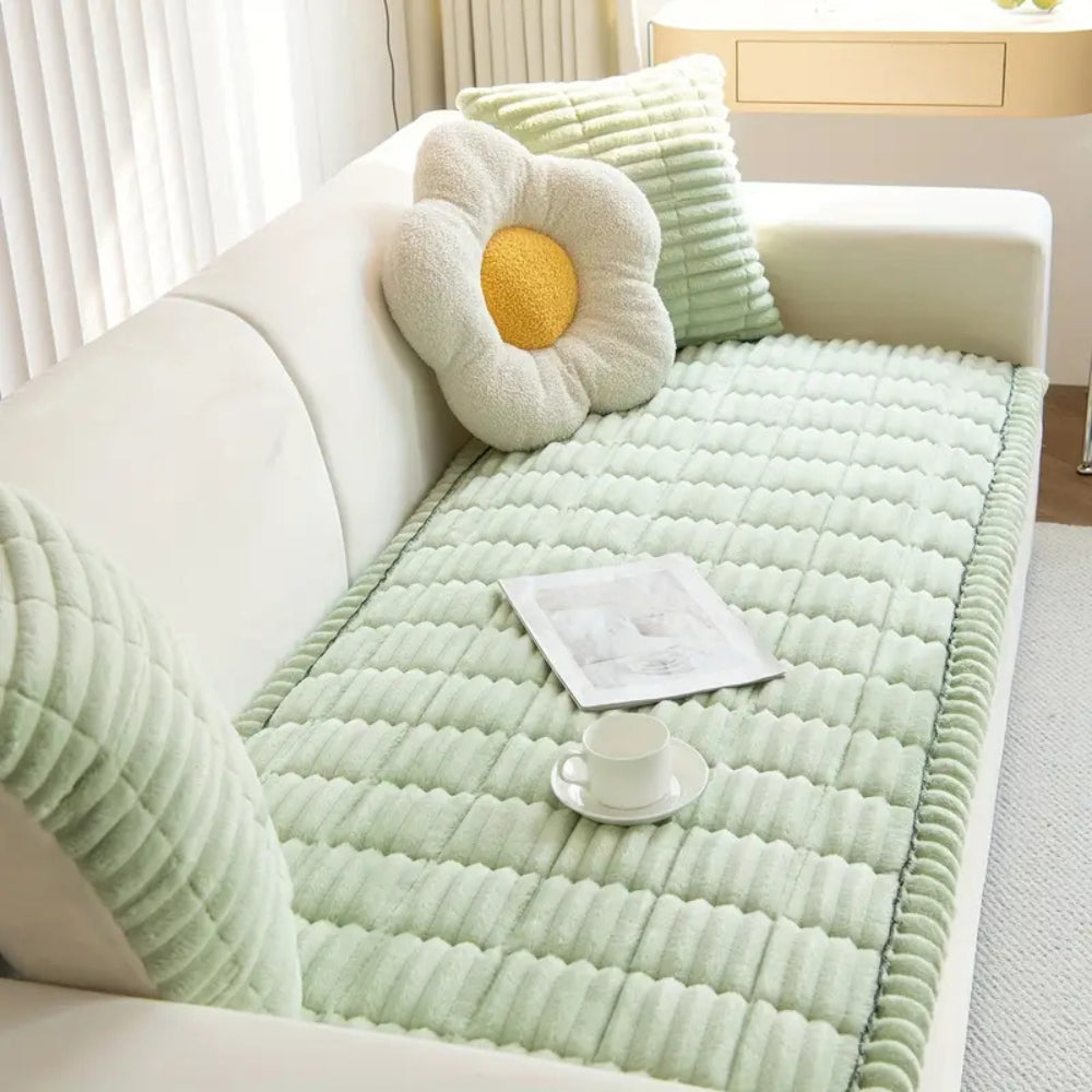 Luxora Plush Pleated Edges Sofa Cover