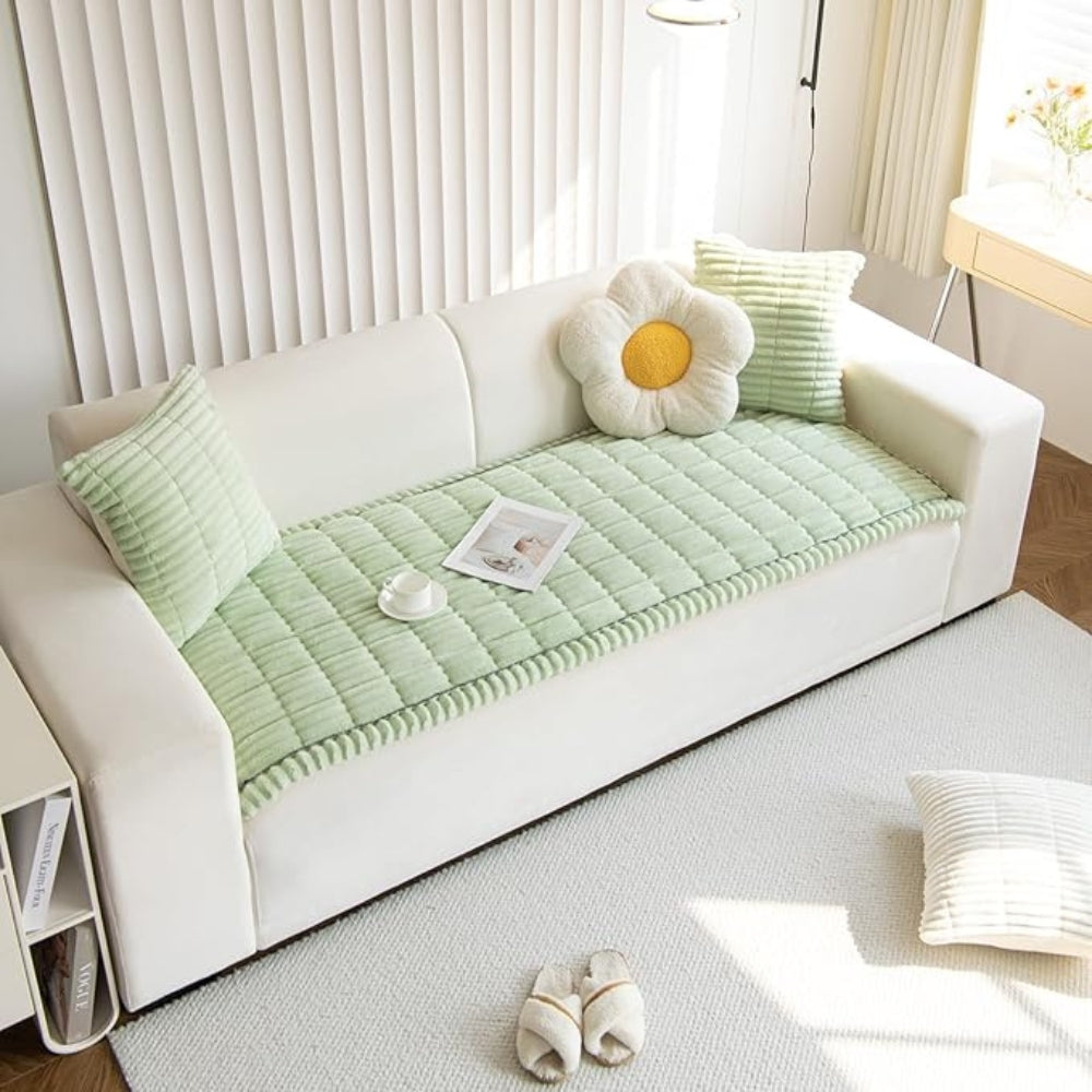 Luxora Plush Pleated Edges Sofa Cover