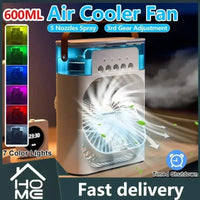 3-in-1 Portable Desktop Air Cooler Fan – USB Mini Humidifier, Night Light & Spray Cooling for Home & Office