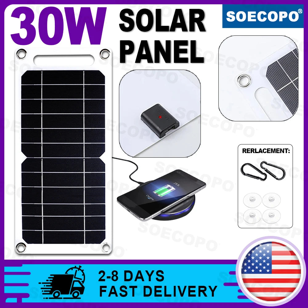 35W Portable Foldable Solar Charger Panel – Dual USB Fast Charging Power Bank for iPhone, Camping, Outdoor & Travel