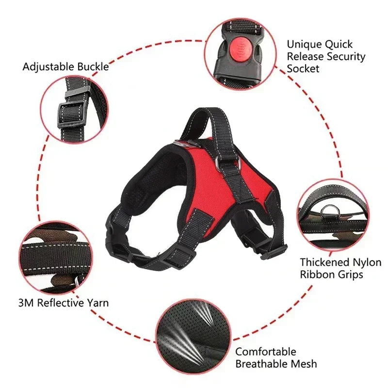 Adjustable Dog Harness – Durable Nylon No-Pull