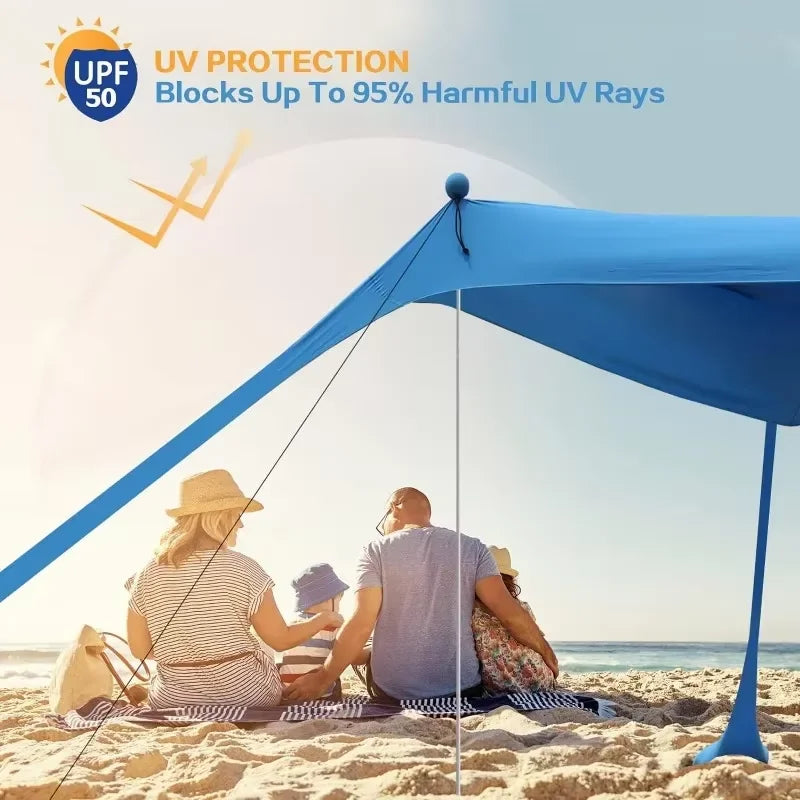UPF50+ Beach Tent & Camping Awning – Windproof All-in-One Portable Sun Shelter for Beach, Picnic & Outdoor Use