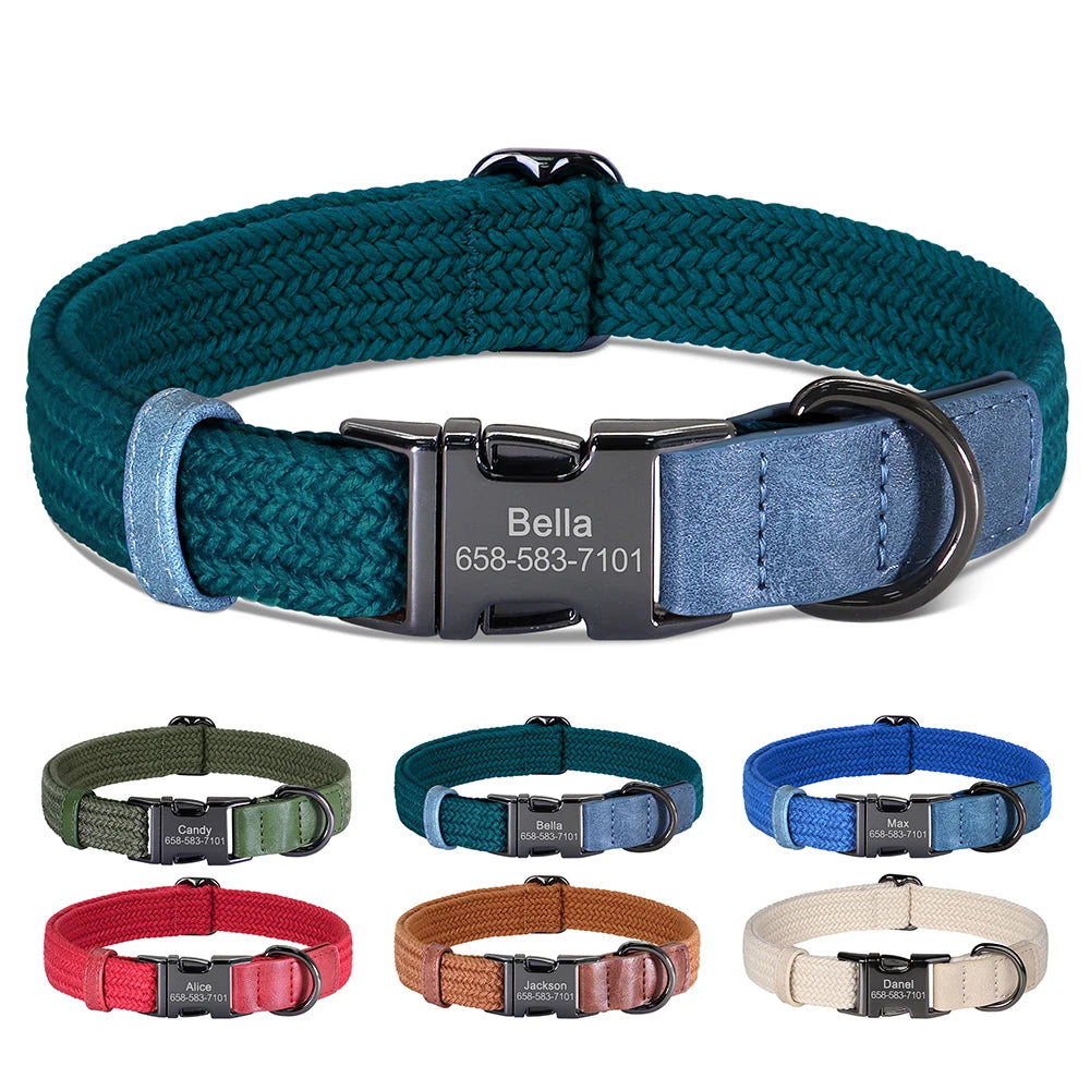 Personalized Braided Nylon Dog Collar
