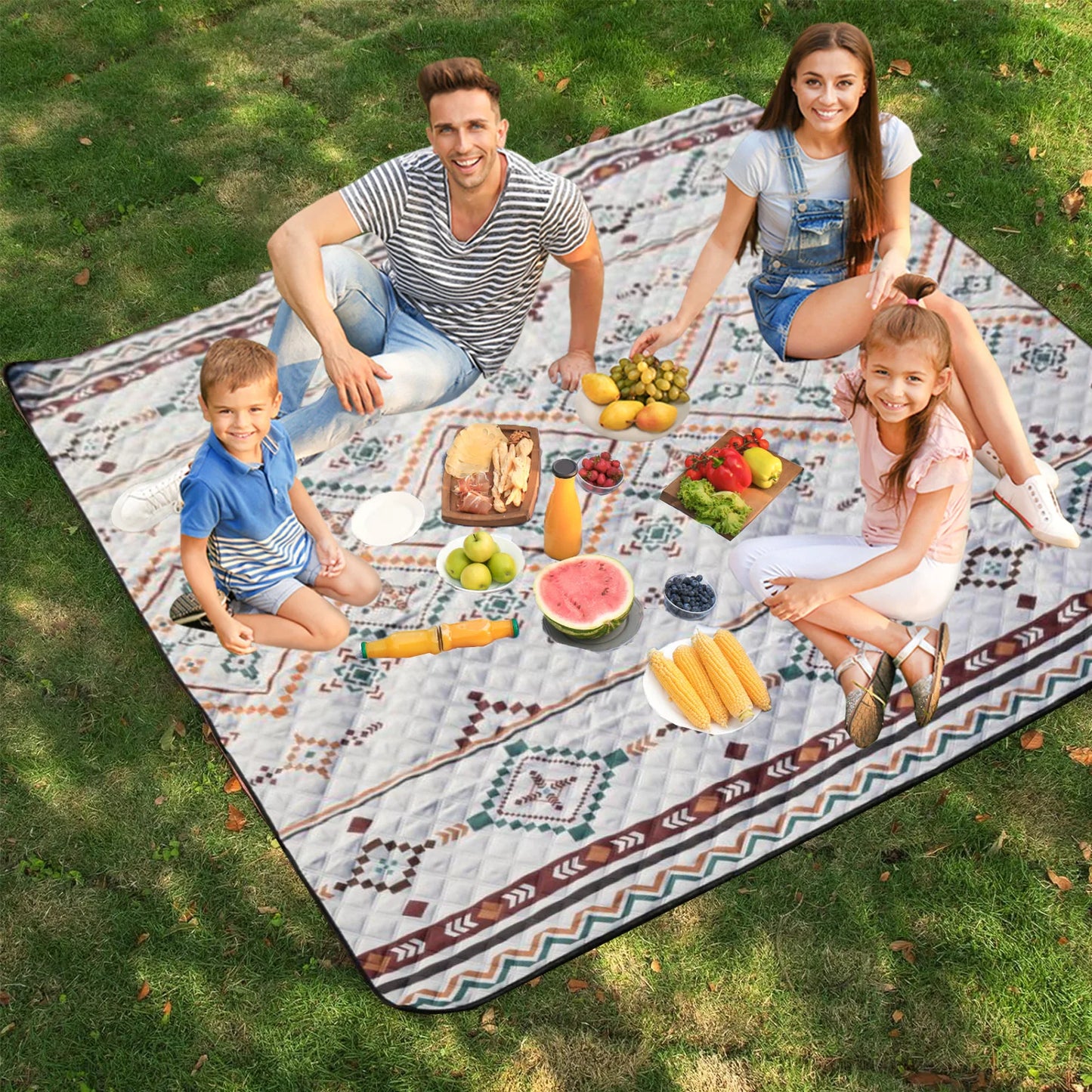 200x200cm Waterproof Thickened Picnic Blanket – Large Sandproof Foldable Beach & Camping Mat with Carry Handle