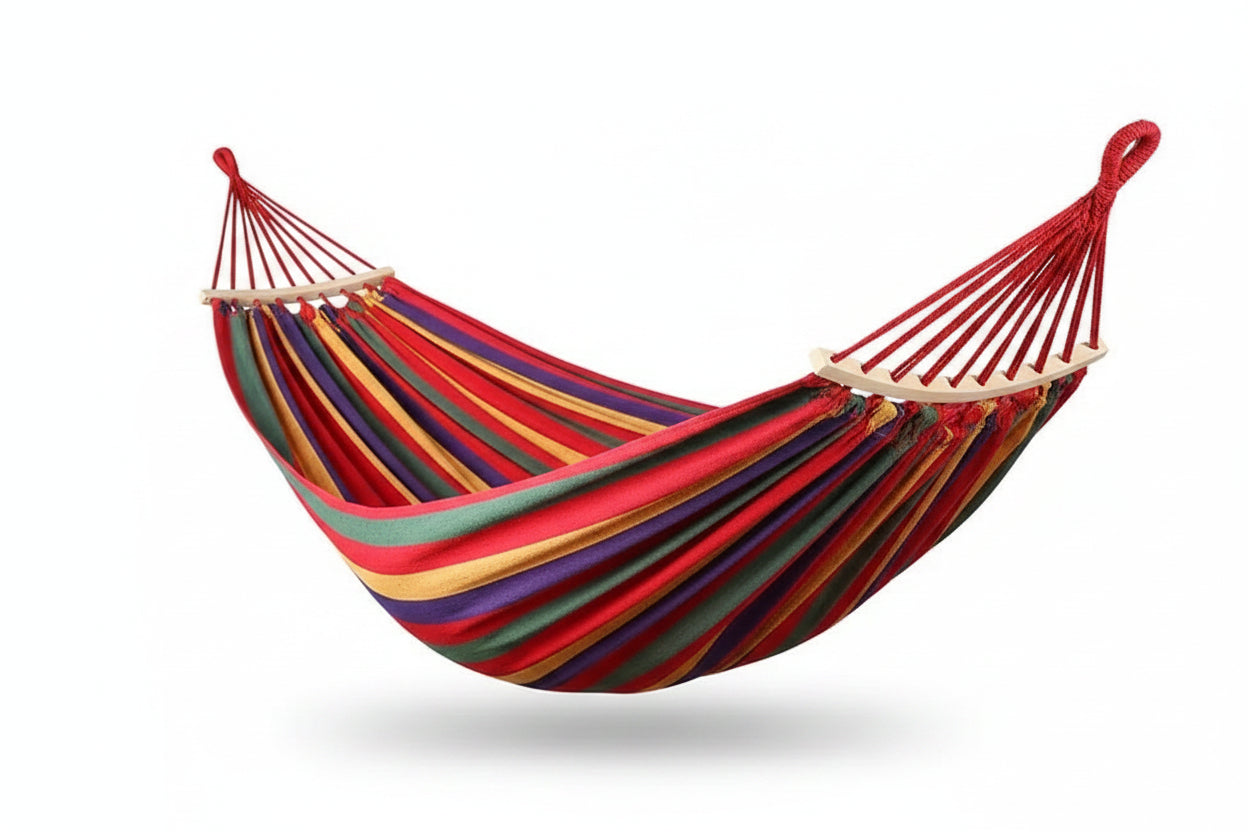 Heavy-Duty Canvas Camping Hammock – Anti-Rollover, Portable & Ultra-Comfortable | Single & Double | Free Carry Bag