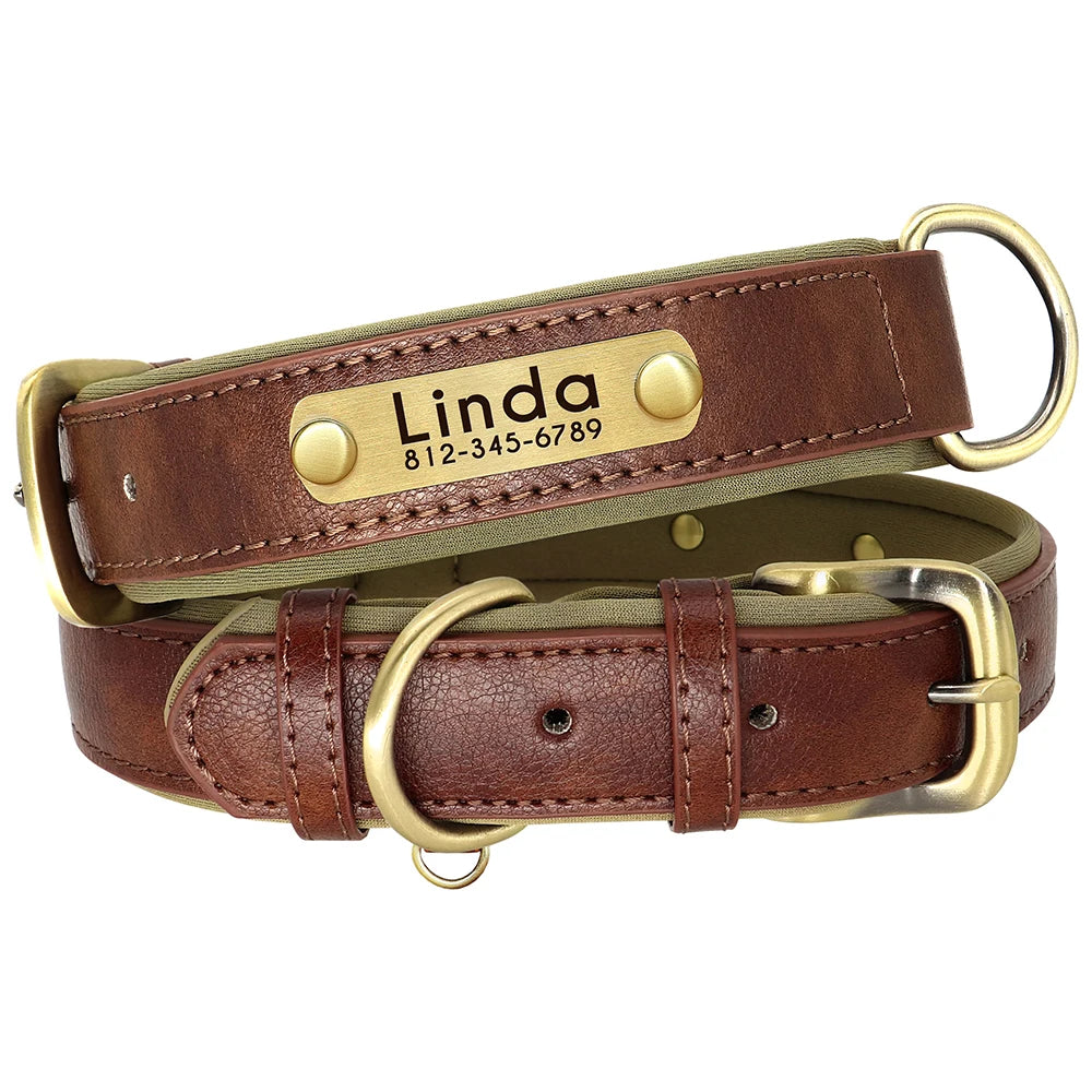 Personalized Leather Dog Collar & Leash Set