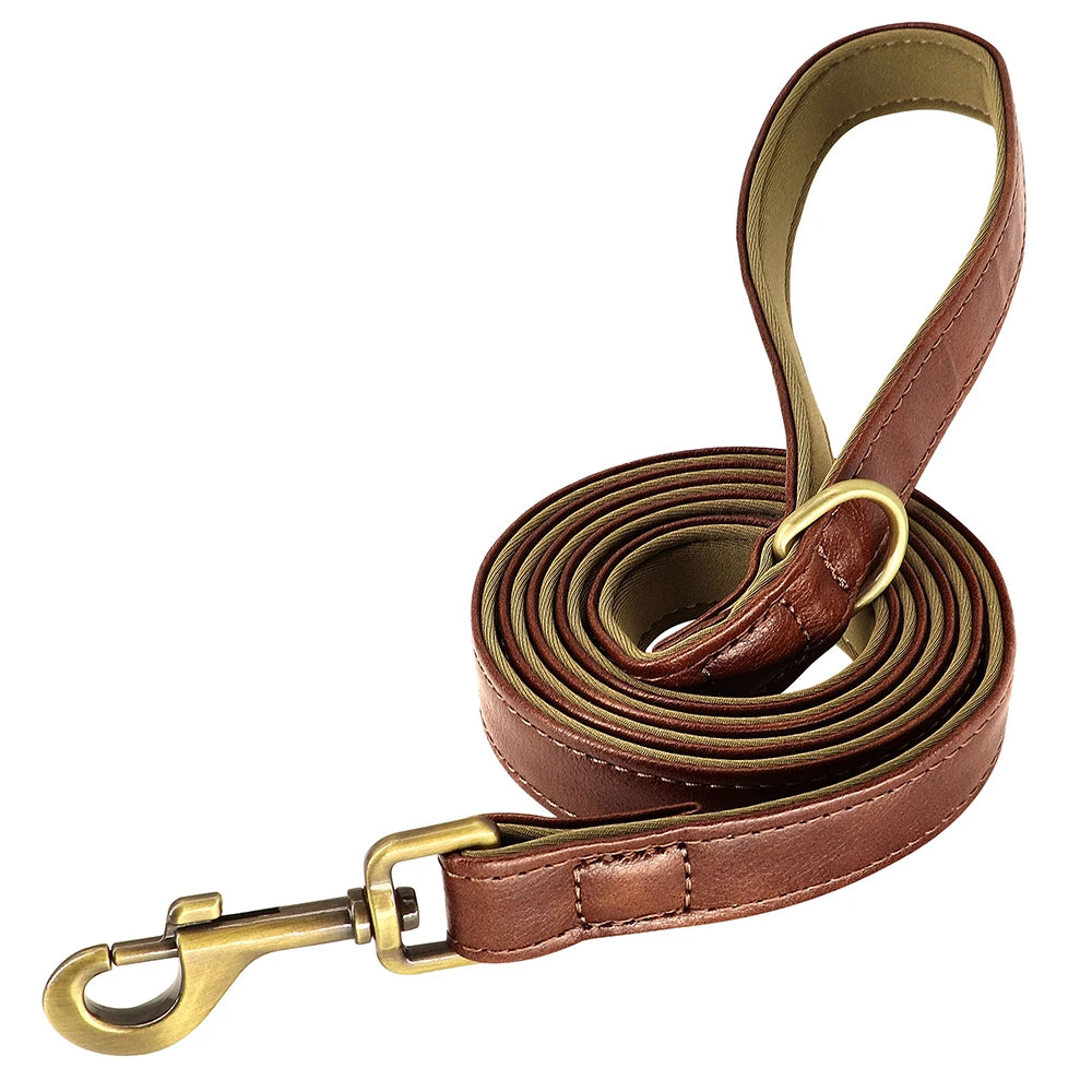 Personalized Leather Dog Collar & Leash Set