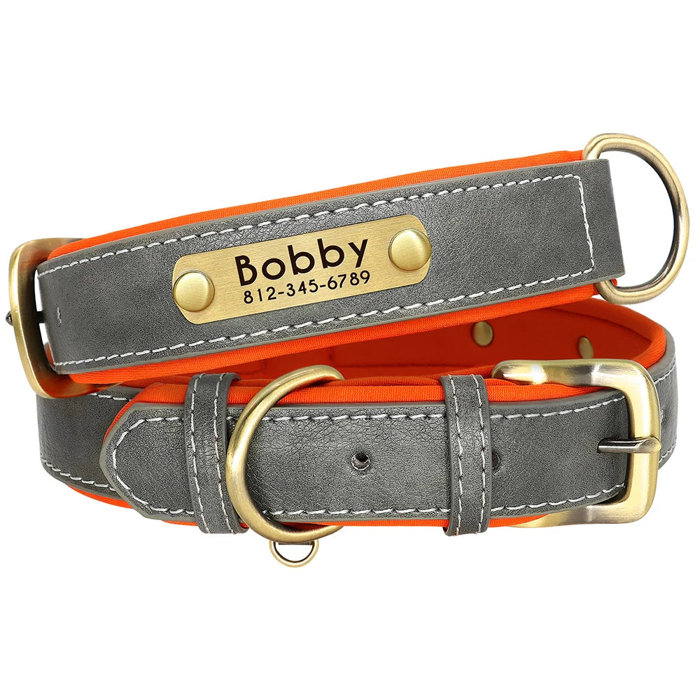 Personalized Leather Dog Collar & Leash Set