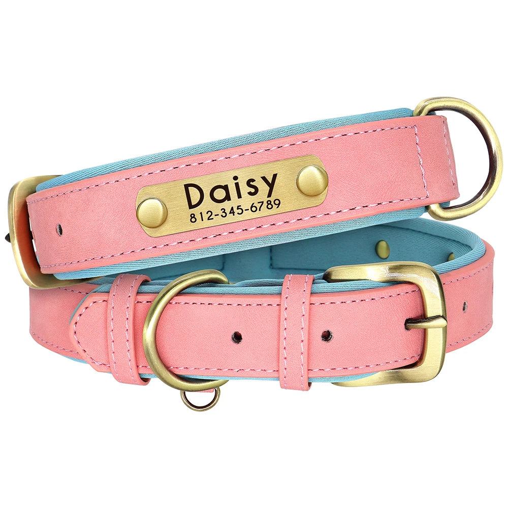 Personalized Leather Dog Collar & Leash Set
