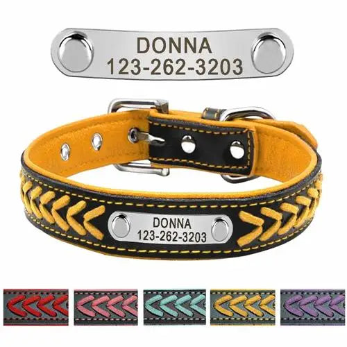 Personalized Pink & Black Dog Collar with Name & Phone Number