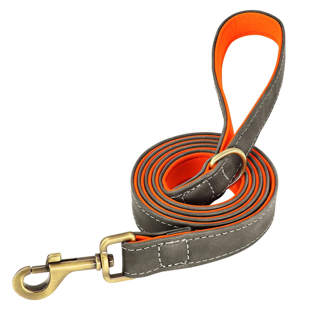 Personalized Leather Dog Collar & Leash Set