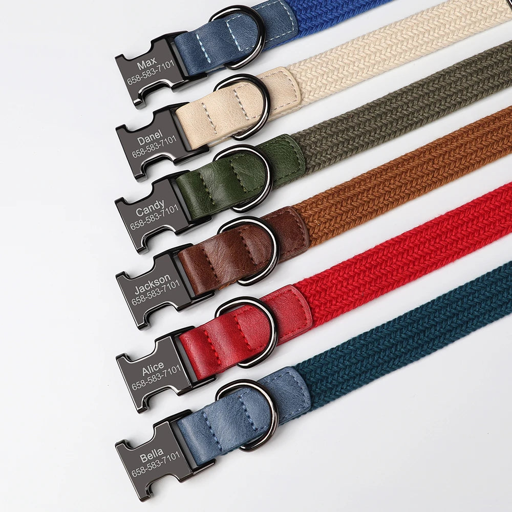 Personalized Braided Nylon Dog Collar