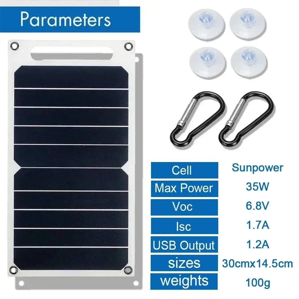 35W Portable Foldable Solar Charger Panel – Dual USB Fast Charging Power Bank for iPhone, Camping, Outdoor & Travel