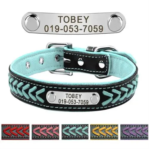 Personalized Pink & Black Dog Collar with Name & Phone Number