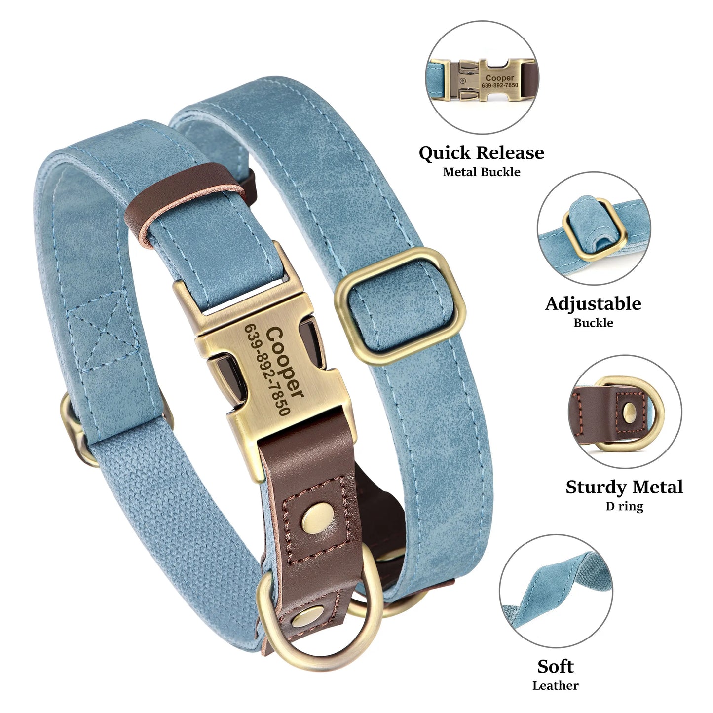 Personalized Dog Collar with Name and Phone Number