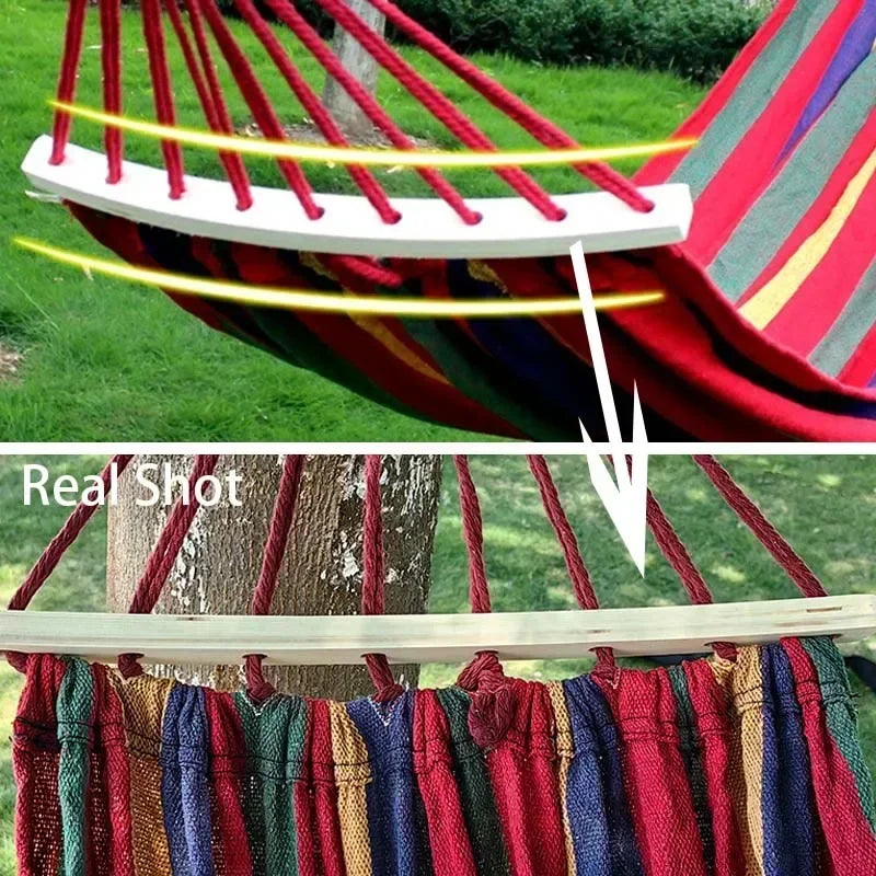 Heavy-Duty Canvas Camping Hammock – Anti-Rollover, Portable & Ultra-Comfortable | Single & Double | Free Carry Bag